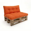 POKAR Palettenkissen Palletenauflagen Palettenpolster Palettensofa Palettenmöbel 2er Set: 1x Sitzkissen 120x80 + 1x Rückenlehne 120x40, Orange
