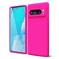 oakxco für Google Pixel 8 Pro Hülle Silikon mit Kameraschutz, Dünn Bunt Gummi Einfarbig Schutz Handyhülle, Slim Weich Matt Handy Hülle, Stoßfest Cute Leuchtend Schutzhülle für Mädchen, Neon Hot Pink