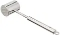 GRÄWE Fleischhammer aus Edelstahl, doppelseitig, Fleischklopfer mit Zwei Bearbeitungsflächen inkl. glatter und genoppter Fläche, 28 cm
