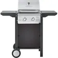 HEINRICHS Gasgrill, Grillwagen, 2Flächen Brenner aus Edelstahl, Balkon-Grill auf 2 Rädern, Outdoor-Grill, BBQ-Grill, Seitenablage klappbar - Schwarz