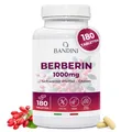 Bandini® Berberin 1000mg rein hochdosiert | 180 vegane Tabletten - Berberin HCl aus Berberis Aristata 97% + Chrom und Schwarzer Pfeffer | Maximale Absorption - Verdauung, Leber, Darmfunktion