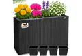 Casaria Pflanzkübel, 4 Innentöpfe Herausnehmbar Polyrattan 95x27x60cm Blumentopf Schwarz