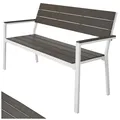 tectake Gartenbank Sitzbank Line 2-Sitzer mit Aluminiumrahmen 128x59x88cm, 2-Sitzer, hellgrau-weiß | weiß