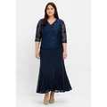 Sheego Abendkleid Große Größen mit floraler Spitze blau 54