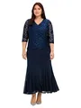 Sheego Damen Große Größen Abendkleid mit floraler Spitze Abendmode elegant V-Ausschnitt Spitze