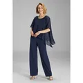 SWING Jumpsuit - Jumpsuit aus Crepe Jersey mit Chiffon Überwurf Oberteil in lockerer Passform blau 40