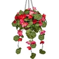 Kunstblumen Hängegeranie mit Hängeampel, 70 cm, Dekopflanze natürlich