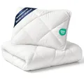 Baby Bettdecke und Kissen Kinderdecke 100x135 cm - Kinderbettdecke Kinder Bettdecken Set und Decke für Kleinkind Babybett Mikrofaser Weiß Oeko-Tex-Zertifikat 100 x 135