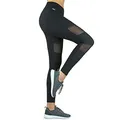 Formbelt Damen Sportleggings mesh HandyTaschen lang - high Waist sportleggins Pilates Fitness Stretch-Hose Hüfttasche hoher Bund Tummy Control für Smartphone Handy Netzstoff schwarz M