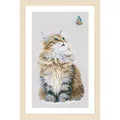LanArte Kreuzstich Stickpackungen für Erwachsene, Kreuzstich Set vorgedruckt mit Stickbild auf 100% Baumwoll Stoff und Stickgarn, Stickvorlagen 25 x 42 cm mit Anleitung, Katze
