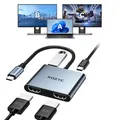 USB C to Dual HDMI Adapter, KOZYC USB C Hub Multiport Adapter mit 2 HDMI 4K, USB 3.0, 100W PD, Unterstützt USB C auf HDMI Splitter Extended Display ompatibel mit MacBook Pro Air Dell