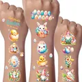 Easter Glitzer Tattoo Set Kinder, 12 Blätter Eierfarben Ostern Temporäre Tattoo für Kinder, Gifts für Kids, Osterei Hase Glitzer Tattoo Kinder Decoration, Easter Tattoos Deko Spielzeug