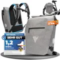 MIVELO 3in1 Fahrradtasche für Gepäckträger I Rucksack & Gepäckträgertasche hinten - in 15 Sekunden umgebaut I Fahrradrucksack 100% wasserdicht I Tasche Fahrrad (Grau, Verso 22L)