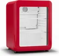 Klarstein Audrey Evo Getränkekühlschrank Mit Glastür - 65L, Retro-Design, LED-Beleuchtung, Doppelt Verglaste Tür, 0-10 °C, , Verstellbare Füße, Rot