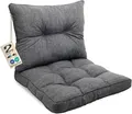 sunnypillow Polster für Gartenmöbel - 2er Set : Sitzkissen 60 x 60 cm + Rückenlehne 60 x 40 cm - Polsterauflagen für Rattanmöbel - Kissen Anthrazit