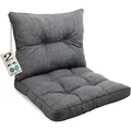 sunnypillow Stuhlkissen Gartenkissen für Gartenmöbel Rattanmöbel, Outdoor / Indoor, Anthrazit grau Set: 60x60 und 60x40
