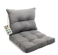 sunnypillow Polster für Gartenmöbel - 2er Set : Sitzkissen 60 x 60 cm + Rückenlehne 60 x 40 cm - Gartenpolster Outdoor, wasserdicht, UV-lichtecht - Polsterauflagen für Rattanmöbel - Kissen Grau