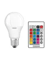 OSRAM STAR+ RGBW LED Lampe mit E27 Sockel, RGB-Farben per Fernbedienung änderbar, 9W, klassische Birnenform, Ersatz für 60W-Glühbirne, matt, LED Retrofit RGBW lamps with remote control, Doppelpack