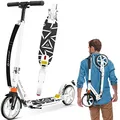 KESSER® Cityroller Scooter 205mm Räder PU Big Wheel - Pro-S Tretroller mit Doppel Federung, bis 100kg City-Roller klappbar und Höhenverstellbar Inkl. Gurt, Roller Kickscooter für Erwachsene und Kinder