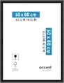 accent by nielsen Bilderrahmen, 60 x 80 cm, Aluminium, Schwarz matt, Posterrahmen zum Aufhängen im Hoch- & Querformat, Echtglas, Largo
