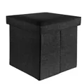 INTIRILIFE Faltbarer Sitzhocker 38x38x38 cm in Diamant SCHWARZ - Sitzwürfel mit Stauraum und Deckel aus Stoff in Leinen Optik - Sitzcube Fußablage Aufbewahrungsbox Truhe Sitzbank