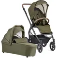 Gesslein Kombikinderwagen FX4 Style Set, Olivgrün, Textil, 57x129x100 cm, EN 1888, UV 50+, Feststellbremse, Federung, 5-Punkte-Gurt, für Babyschale geeignet, Griff in Lederoptik, Sitz umsetzbar, abnehmbarer Schutzbügel, Baby on Tour, Kinderwagen, Kombikinderwagen