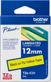 Schriftbandkassette Brother TZe-B31, selbstklebend, L 8 m x B 12 mm, signalgelb/schwarz 70771
