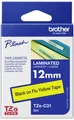 Brother TZe TZe-C31 Bandfarbe: Signal-Gelb Schriftfarbe:Schwarz 12mm 5m