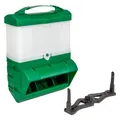horizont Futterautomat für Hühner, 10 kg: Automatischer Futterspender für den Hühnerstall, zur Befestigung an der Wand, Futtertrog auf 20 kg erweiterbar, inkl. Regenschutz