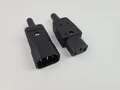 Set Kaltgeräte Stecker + Kupplung mit Schutzkontakt und Knickschutztülle schwarz