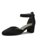 Tamaris Comfort Damen Pumps mit Riemen aus Leder Elegant, Schwarz (Black Suede), 38 EU
