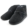 TIESTRA Warm Hausschuhe Herren Winter Kunststoffe Lammfell Diabetiker Hausschuhe Breiter Fuß Filzpantoffeln Mit Memory Foam Sohle, Filz Herrenhausschuhe Mit Klettverschluss Flach,Größe 46