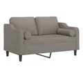 vidaXL Sofa 2-Sitzer-Sofa mit Zierkissen Taupe 120 cm Stoff