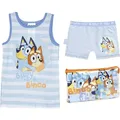 Bluey Bib Short Pyjamas - Farbe Blau - Größe 3 Jahre - Pyjamas Inside Pouch - Hergestellt aus 100% Baumwolle 145gsm - Bluey und Bingo Print - Original Produkt entworfen in Spanien