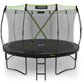 KINETIC SPORTS Trampolin Outdoor 'Ultimate Pro' Ø 244/305/366/427 cm - Kindertrampolin mit Leiter, Gartentrampolin im Kürbis-Design, bis zu 160 kg Schwarz-Neongrün Ø 366 cm