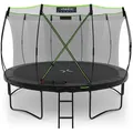 Kinetic Sports Gartentrampolin ULTIMATE PRO, Ø 366 cm, mit Leiter, Fieberglas-Netzstangen, AirMAXX Sprungtuch schwarz 366 cm