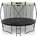 KINETIC SPORTS Trampolin Outdoor 'Ultimate Pro' Ø 244/305/366/427 cm – Kindertrampolin mit Leiter, Fieberglas-Netz, Gartentrampolin im Kürbis-Design, bis zu 160 kg, Schwarz