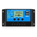 Thlevel 30A Solar Laderegler 12V-24V Ladegerät Controller Solarpanel Batterie Intelligente Solarregler PWM mit 5V Dual USB Port LCD Anzeige für Blei Säure Batterien
