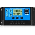 Solar Laderegler 30A 12V-24V LCD USB PWM Blei Säure Batterien