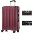 YONSLY Hartschalen-Trolley Premium Hartschalen-Reisekoffer Trolley Kabinenkoffer, 4 Rollen, TSA-Schloss, YKK-Reißverschluss, austauschbare Rollen & Griffe rot 76 cm