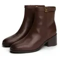 Tommy Hilfiger TH BUCKLE RIDING MID HEEL BOOTIE Stiefelette, Blockabsatz, Businesschuh in schmaler Form braun 40 EU