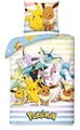 Pokemon Pikachu und Freunde Bettwäsche Set Bettbezug 135x200 cm + Kissenbezug 80x80 cm Öko-Tex Deutsche Standardgröße POK 9820