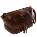 SID & VAIN große Kulturtasche Herren echt Leder - Waschtasche Nottingham groß - Kulturbeutel Herrentasche Leder-Waschtasche Herren braun handgefertigt