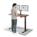 DESKSPACE PRO Elektrisch höhenverstellbarer Schreibtisch - 120x60cm Mahagoni Tischplatte, Ergonomischer Stehpult mit Memory Funktion & Kollisionschutz, Schwarzes elektrisches Gestell mit Ladebuchse