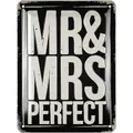 LANOLU Retro Blechschild MR und MRS Schild Hochzeit - Mr und Mrs Stuhlschilder - Geschenk Hochzeitsdeko - Türschild und Wanddeko Metallschild 15x20cm