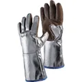 Hitzeschutzhandschuhe 5-Finger Universal braun/silber Spaltleder Preox-Aramid