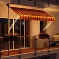 LED - Markise mit Kurbel 300cm Breit Klemmmarkise Balkonmarkise Sonnenschutz Terrasse Balkon - 300x150cm - orange/schwarz - Orange/Schwarz