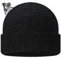 TODO Merino Mütze Herren Beanie Damen, Warm, Weich, Bequem. Wollmütze für kalte Tage, Alltag, Outdoor, Fisherman (Merino 50%, Schwarz)