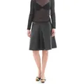 YESET Minirock Rock Knielang schwingend Lack-Leder-Optik fleece innen swing skirt sch Kunstleder Optik schwarz L