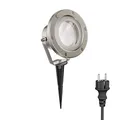 ledscom.de LED Gartenstrahler BULA mit Erdspieß für außen, Edelstahl, inkl. GX53 Lampe 10,063W 1038lm 120° warm-weiß
